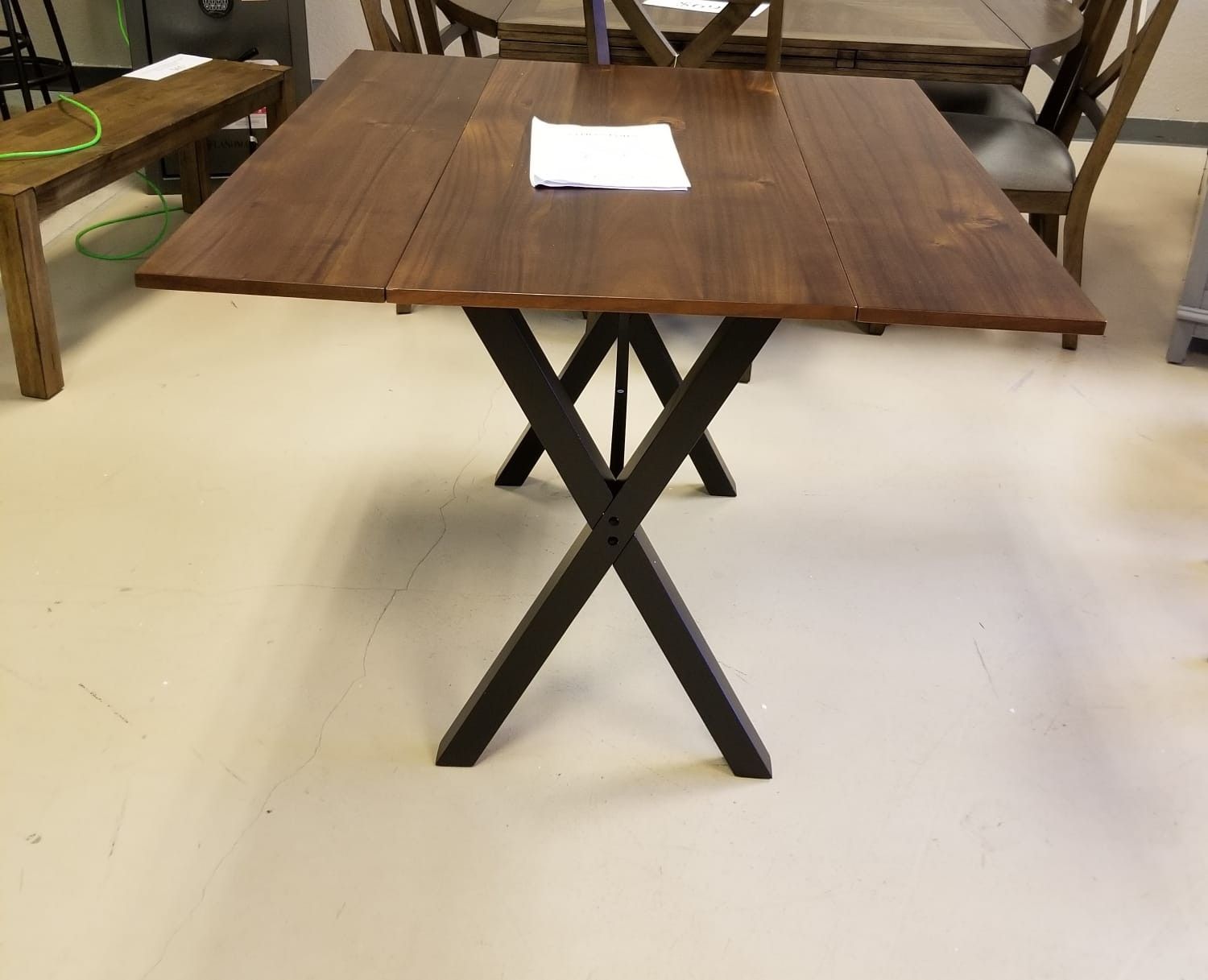 BRAND NEW Nathan James Kalos Solid Wood Drop Leaf Folding Kitchen Dining or Console Table Brown