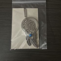 Native American Turquoise Dream Catcher Tibetan Silver Dangle Feathers Necklace