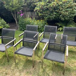Gorgeous Set of 6 Outdoor Dining Chairs By Kingsley Bate