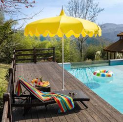 Funsite 7Ft Patio Pagoda Umbrella, UV Protect Pool Umbrellas With Heavy Duty Pole, Outdoor Umbrellas For Patio, Curved-Shaped Umbrella Ribs, Carry Bag