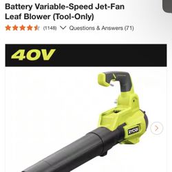 RYOBI 40V 120 MPH 450 CFM Cordless Battery Variable-Speed Jet-Fan Leaf Blower (Tool-Only)