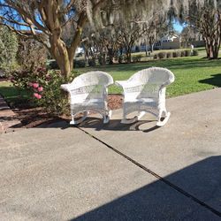 White Wicker Rocking Chairs  (contact info removed)