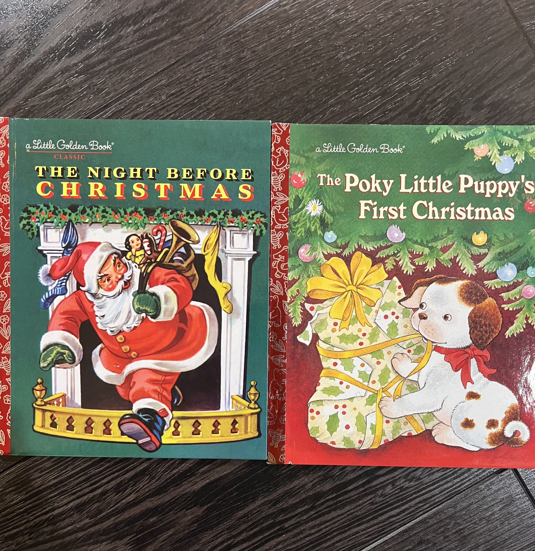 New Lot of 2 Christmas Little Golden Books Night before Christmas & Poky Puppy