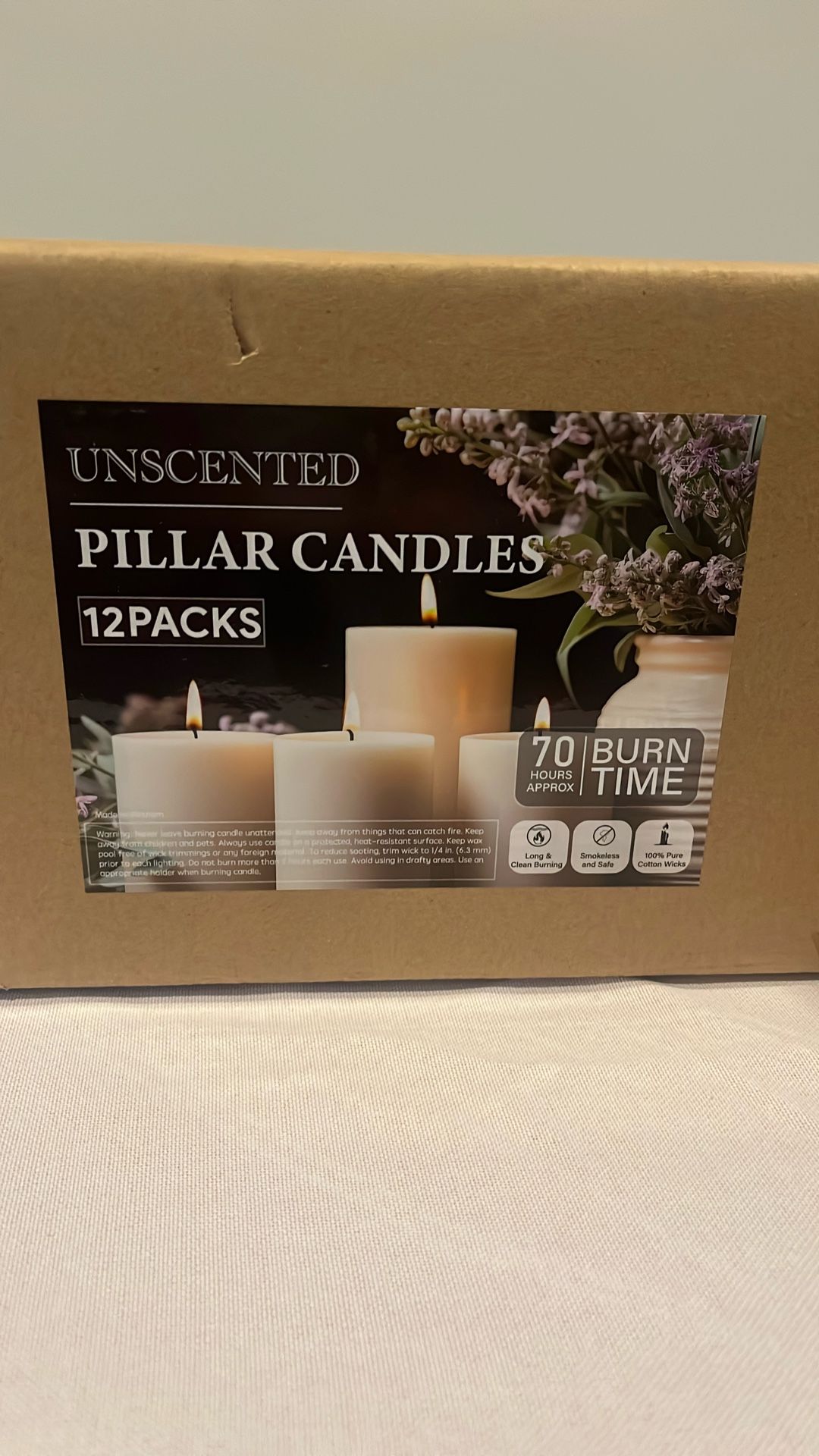 24 White Pillar Candles- 3x6 Inch