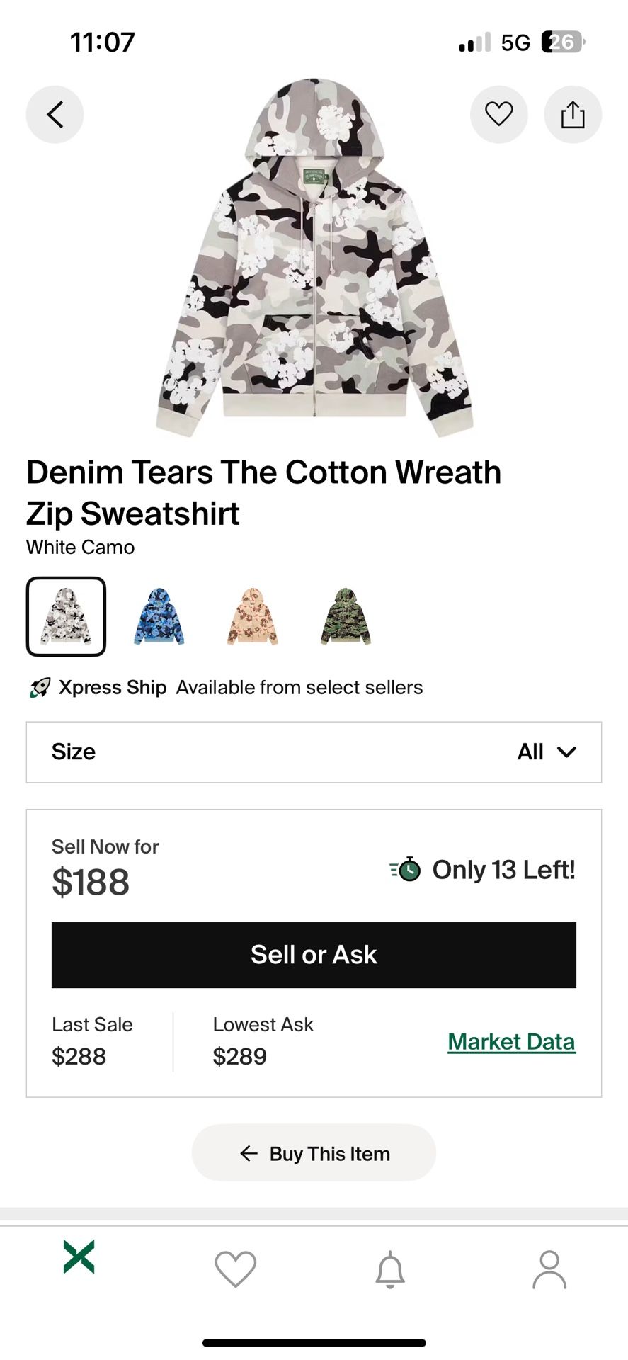 Denim Tear Camo Wreath Zip Sweatshirt