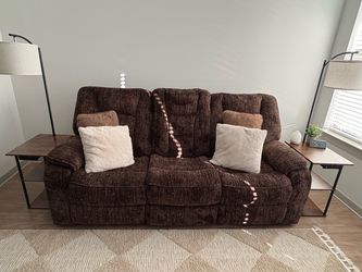 Brown Fabric Reclining Sofa