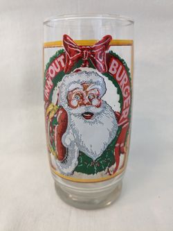 Vintage 1982 In-N-Out Burger Christmas Santa Collectors Drinking Glass - Pickup in 91706