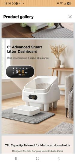 Smart Self-Cleaning Cat Litter Box 72L