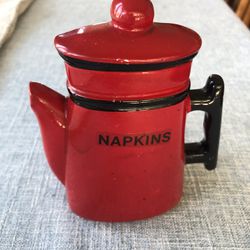Vintage Red Coffee Pot Ceramic Napkin/Letter Holder