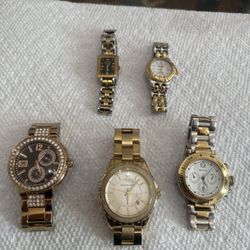 Lot Of  5 Stainless Still Woman’s Watches All Working Michael Kors,Polo,Ellesse