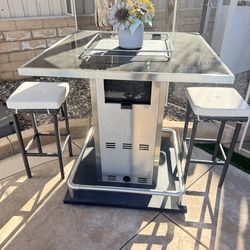 Fire pit / high table with 2 chairs