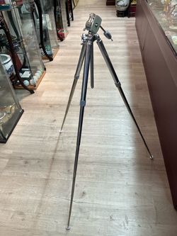Vintage VIVO Japan Chrome Camera Tripod with Pan Head & Leather Case