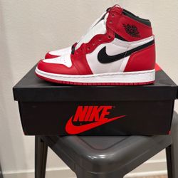 Size 5Y Youth Kids - Nike Jordan 1 High Red White Sneaker Shoe - Michael Jordan Sports