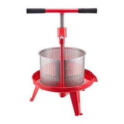 VEVOR - 2.38 Gal/9L Fruit Wine Press, Stainless Steel Basket with Cross-beam and Triangular Structure, Manual Juice Maker - Red