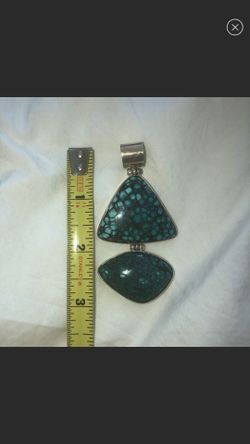 Turquoise (2 Stones) Sterling Silver Pendant