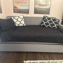Gray Upholstered Daybed with Trundle