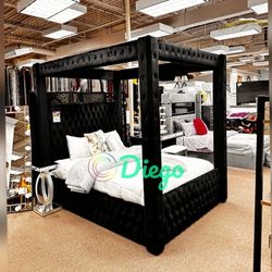 Canopy Bed Frames Black and Beige