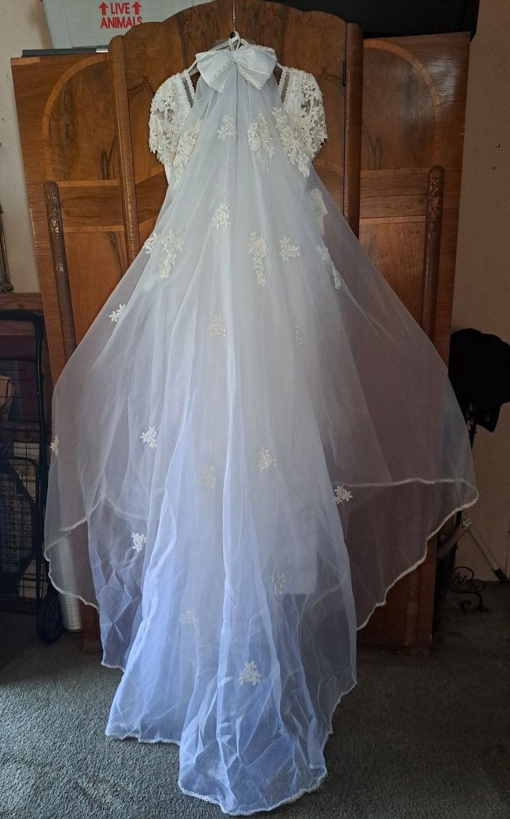 Wedding Gown Beaded, with Detachable Embellished Train, New Never Worn