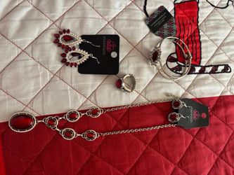 Paparazzi Red & Silver Jewelry Set