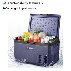 BODEGACOOLER 12 Volt Car Refrigerator, 42QT(40L) IPX4 Waterproof Electric Cooler, 31dB Ultra-Quiet Car Fridge APP Control with 12/24V DC 110-240V AC, 