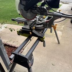 : Chicago Electric Sliding Compound Miter Saw + RYOBI Folding Stand