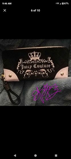 New Juicy Couture large Pink & Black Velvet Wallet
