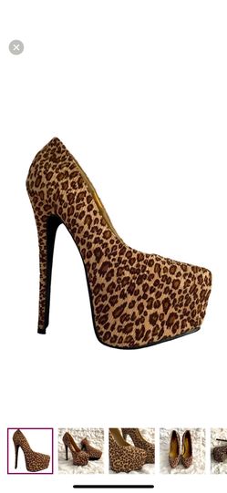 ALBA Ultra High Platform Stiletto Heels Cheetah Print Size 6.5