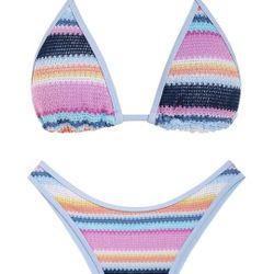 Seamoly Crochet Halter Bikini Two Piece Swimsuit Set 