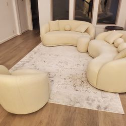 Ivory boucle Sofa Set, pay $55 Now, Rest pay monthly 