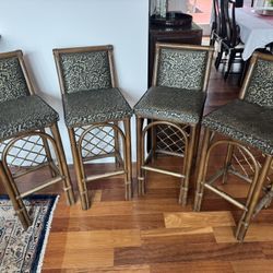 Mid-Century Rattan Barstools