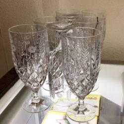 Set of 8, Vintage Shannon Godinger, “Stephanie” Shannon Crystal, Pedestal Water/Iced Beverage Crystal glasswar