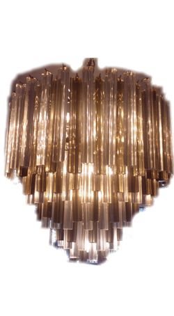  Murano Italian Vanini Prism Tier Big Chandelier Smoked Glass