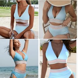 NWOT high-waisted, two-piece bikini set XL