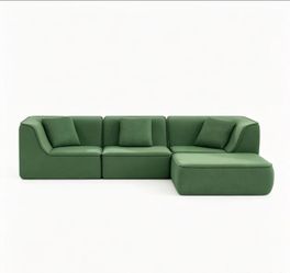 110-inch L-shaped modular sectional sofa, green