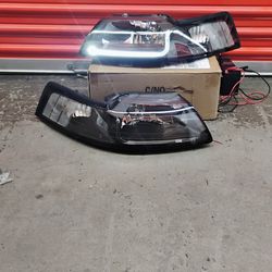FORD MUSTANG LED DRL L BAR BLACKCLEAR SIGNAL HEADLIGHTS