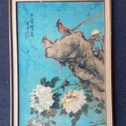 Vintage 1960s Hand-Painted Taiwanese Chinese Batik