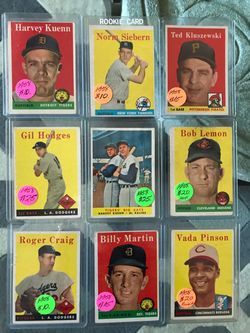 *** (116) 1958 TOPPS BASEBALL CARDS 🥎  HODGES, FOX, FURILLO, FORD, PIERSALL, LARSEN…  🥎