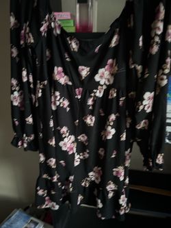 Blacks dress w/ pink flowers