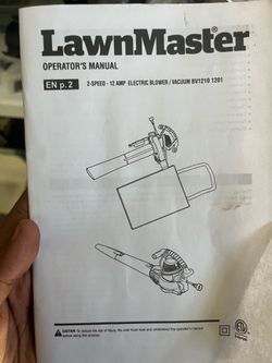 LawnMaster 12-Amp Electric Leaf Blower / Vacuum Mulcher - BV121