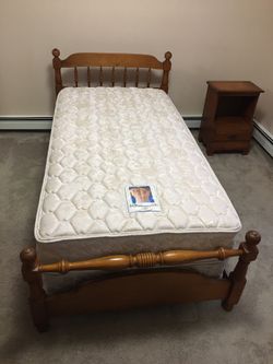 Twin Bed Frame and Bedside End Table (no boxspring nor mattress)