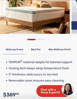 Tempurpedic mattress topper. Tempur-adapt + cooling cover. King