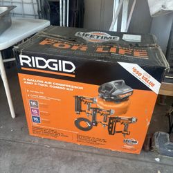 RIDGID 6 gallon air compressor & 3 tool-combo kit 