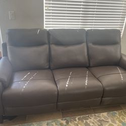 NEW Electric Reclining Leather Couch Sofa