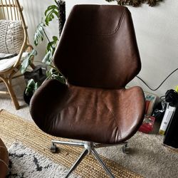 OSP Chatsworth Office Chair — Brown Faux Leather, Chrome Base