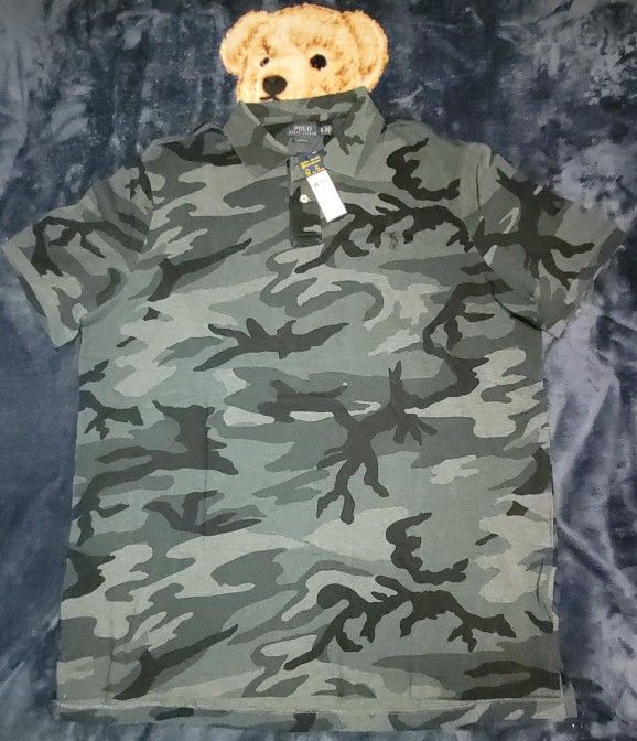 POLO RALPH LAUREN BLACK GRAY CAMO POLO SHIRT MENS SIZE XL