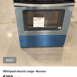 Whirlpool Electric Range-4Burners New $350.00. New Not Used.