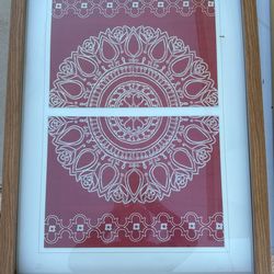 Tapestry Red Print Framed