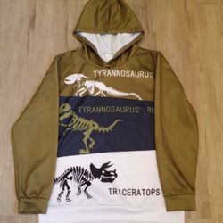 Teen Size 13-14 Y Dinosaur Hoodie, T-Rex & Triceratops Graphic Sweatshirt