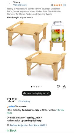 2 pack natural bamboo drink beverage dispenser stand