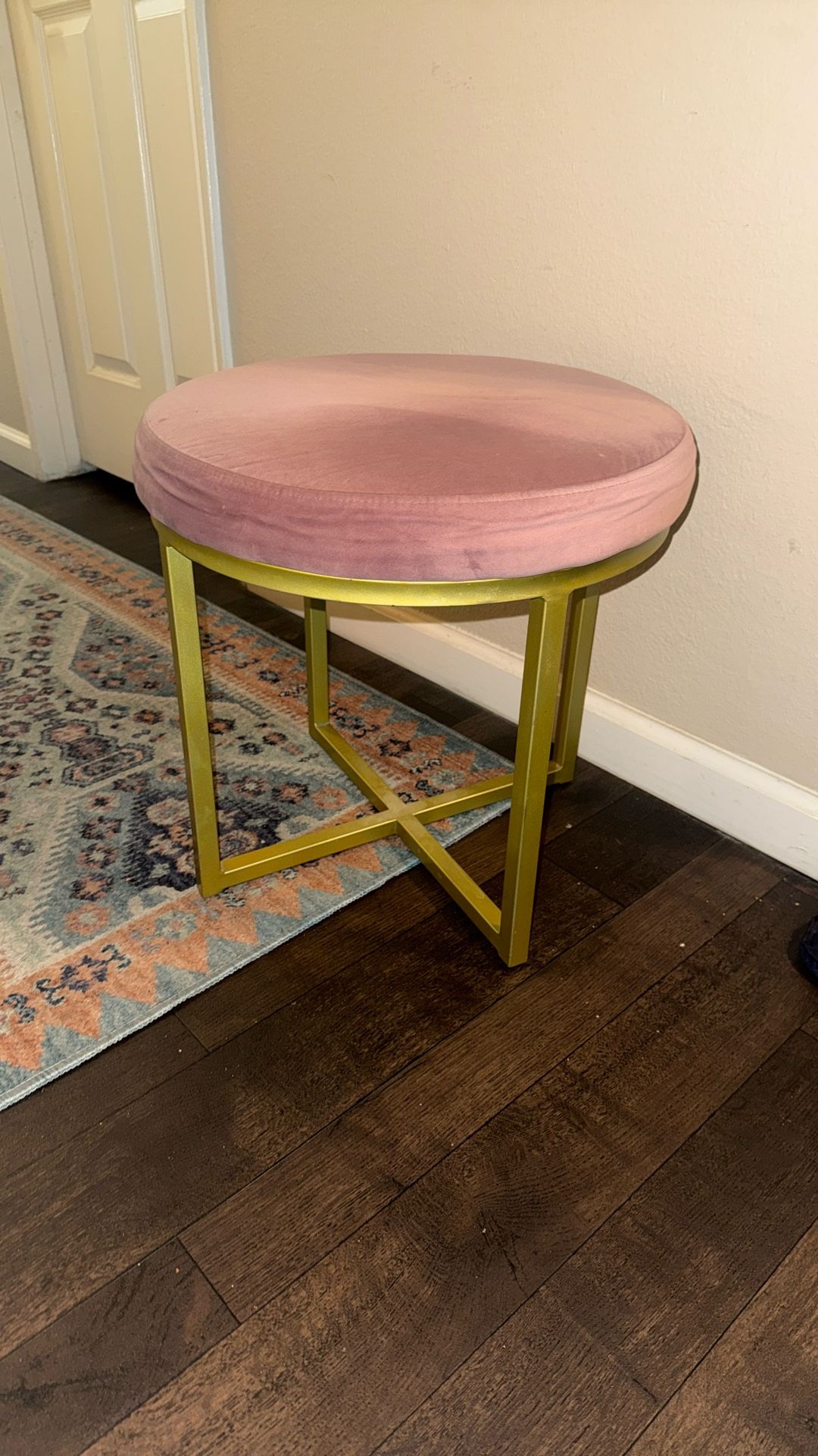 Pink And Gold Stool/ottoman